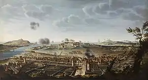 Attack and capture of Fort St. Philip on the island of Minorca, 29 June 1756, after the naval battle.