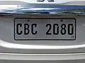 Private vehicle license plate produced in 2019.