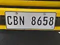 Private vehicle license plate produced in 2019.