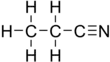 Skeletal formula of propanenitrile with all explicit hydrogens added