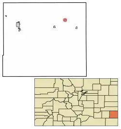 Location of the Town of Hartman in Prowers County, Colorado.