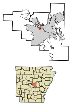 Location of Cammack Village in Pulaski County, Arkansas.