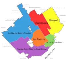 Boroughs of Quebec City, effective November 1, 2009.