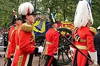 Cocked hats at the State funeral of Elizabeth II: (l-r) an Equerry, an officer of the Yeomen of the Guard and the Quartermaster of the Irish Guards.