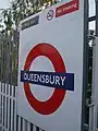 Roundel on westbound platform