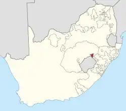 Location of QwaQwa (red) within South Africa (yellow).