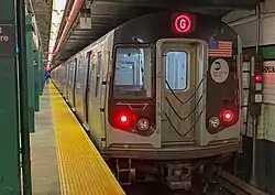 View of two G trains at Bedford-Nostrand Avenues.