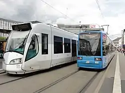 A tram-train on street