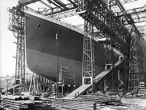 The Titanic ready for her launch, 31 May 1911