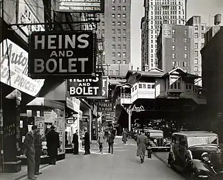 A black-and-white photo of Radio Row in Manhattan