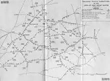 A map showing railroad traffic disruptions in the area of Army Group Center, August 1943