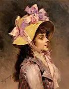 Portrait Of A Lady In Pink Ribbons