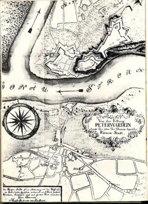 Map of Novi Sad (Ratzen Stadt) from 1745