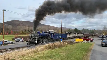 No. 425 and two EMD SD50’s pulling a Fall Foliage excursion on November 5, 2022