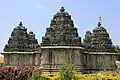 Rear view of trikutachala ("three towers") shrines in Mallikarjuna temple at Hirenallur