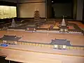 Miniature reconstruction of Mireuk Temple, Iksan, South Korea.  7th century.