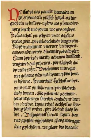 Facsimile of Part of Column 579 from the Red Book of Hergest