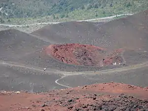 The "Red Crater" on the slopes of Osorno (a "flank crater").