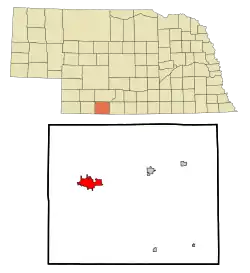 Location of McCook within Nebraska and Red Willow County