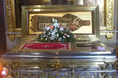 The Relics of Saint Innocent of Alaska, in the Assumption Cathedral at the Trinity-Sergius Monastery in Sergiev Posad, Russia.