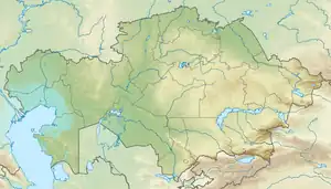 Location of Big Almaty Lake in Kazakhstan.