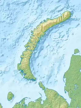 Map showing the location of Inostrantsev Glacierледник Иностранцева