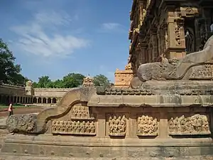 Reliefs adorning the stairs