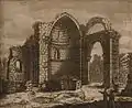 1714 drawing of ruined church over St George's tomb  by Cornelis de Bruijn