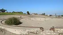 Remains of railway gun mount at Fort MacArthur military base in San Pedro, CA.