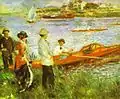 Oarsmen at Chatou by Pierre-Auguste Renoir (1879). Renoir knew that orange and blue brightened each other when put side by side.