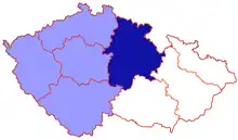 Dark blue: Diocese of Hradec Králové
Light blue: Ecclesiastical Province of Prague