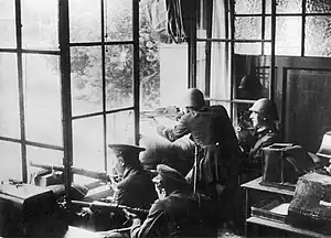 Republican soldiers and Assault Guards fighting in Barcelona during the uprising