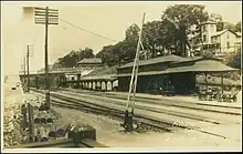 Construction around a railway station building