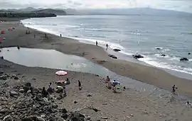 Santa Bárbara beach on the northern coast of Ribeira Seca, the most popular destination for surfers on the island.