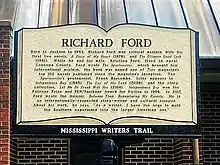 photo of Richard Ford marker shaped like an open book