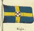 Variant flag of Riga under Swedish rule, according to the Johnson's new chart of national emblems, 1868.