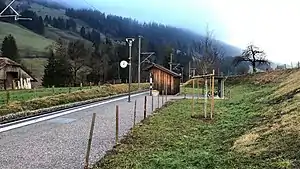 Platform with simple wooden shelter