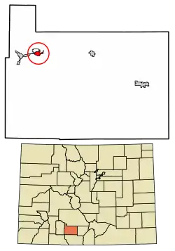 Location of the Gerrard CDP in Rio Grande County, Colorado.