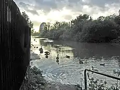 The River Soar in Belgrave with the National Space Centre in the background