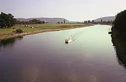 Southern view of the River Weser from the road bridge at Minden in 1977