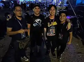 Rivermaya in 2019 (from left to right : Nathan Azarcon, Mark Escueta, Mike Elgar, and touring member Aiman Borres)