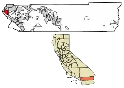 Location of Corona in Riverside County, California