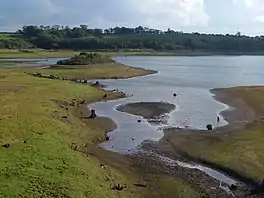 A picture of Roadford Lake seen from a bridge across the River Wolf