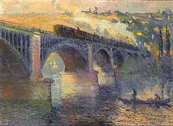 Robert Antoine Pinchon, Le Pont aux Anglais, soleil couchant, 1905. Former collection François Depeaux