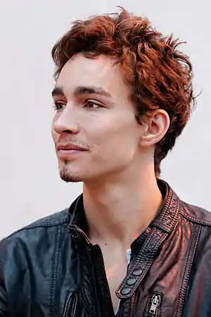 Head and shoulders portrait of a man, actor Robert Sheehan