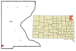 Location in Roberts County and the state of South Dakota