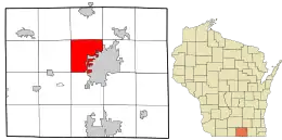 Location in Rock County and the state of Wisconsin.