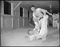 A judo class at Rohwer. Classes were held every afternoon and evening.