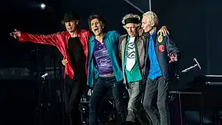 The Stones bow post-show in London on 22 May 2018.