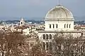 The square dome of the Great Synagogue emerging over Rome's skyline.